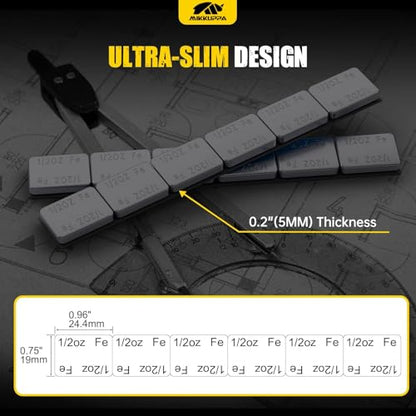 MIKKUPPA 1/2oz Adhesive Stick on Wheel Weights Black 0.5oz, 252oz/Box - color: Black, size: 504 PCS