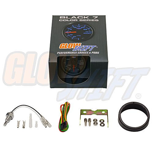 GlowShift Black 7 Color 300F Water Coolant Temp Gauge Kit, 2-1/16" 52mm
