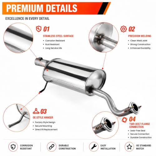 54911 Stainless Steel Rear Exhaust Muffler for 2012-2014 Honda CR-V CRV4 - size: 2012-2014 Honda CR-V
