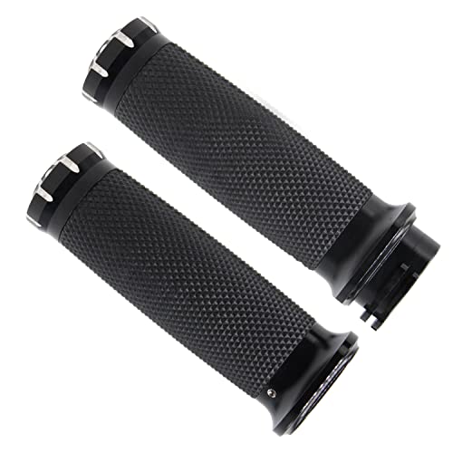 1" Motorcycle Handlebar Grips Non-Slip Hand Grips Rhombus Rubber Universal Fits for Harley Kawasaki Yamaha Suzuki - style: Black-01