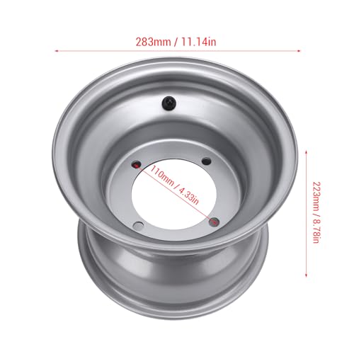 Pissente 18 X 9.50-8 ATV Wheel Rim High Strength Aluminum Alloy 8 Inch Wheel Rim Hub for Go Karts Carts Silver (Four Hole (Hole Spacing: 110mm / 4.33in) - size: Four Hole (Hole Spacing: 110mm / 4.33in