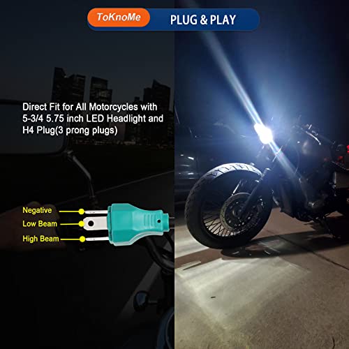 5-3/4 5.75 inch Headlight LED Compatible with Harley Davidson Dyna Sportster Iron 883 1200 Low Rider XLH883 Super Glide Softail Custom XLH1200 Forty-Eight SuperLow Street 500 750(Chrome) - color: Chrome