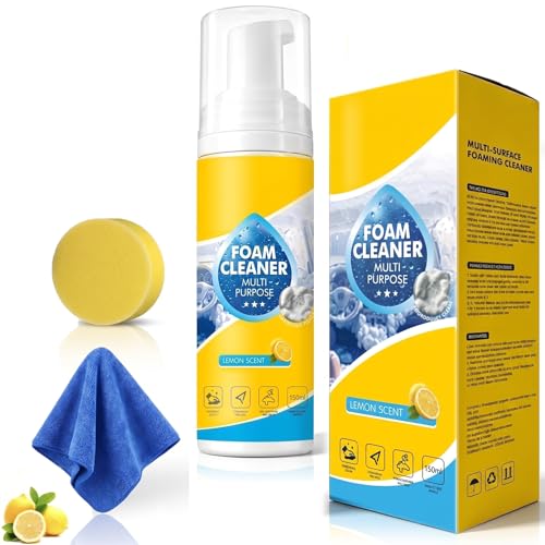 Foam Cleaner, 4-in-1 Multi-Enzyme Foam Cleaners, New Foam No-Rinse Cleaner,Multifunctional Foam-Cleaner Deep Cleaning Spray for Car Interior Leather Car Seat Cleaner, Kitchen Grease, Sofa Upholstery - color: 1 Pack: Foam Cleaner