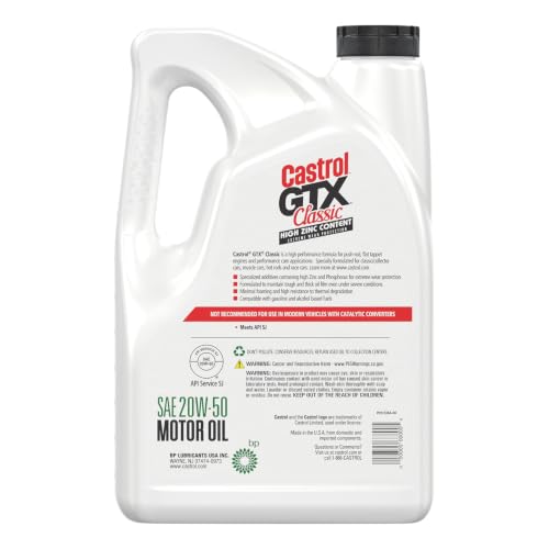 Castrol GTX Classic 20W-50 Conventional Motor Oil, 5 Quarts - size: 5 Quarts