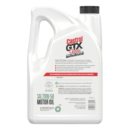 Castrol GTX Classic 20W-50 Conventional Motor Oil, 5 Quarts - size: 5 Quarts