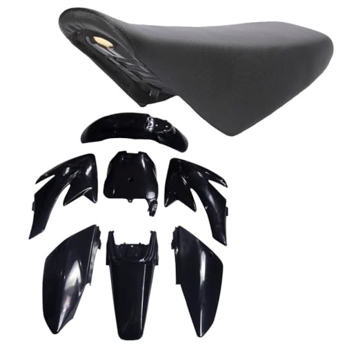 CRF70 XR70 Plastic Fairing Fender Kit with Tall Gripper Seat, 7PCS Body Plastics Set for CRF70F 110cc–250cc Dirt Pit Bike (Black) - color: Black Fender Fairing