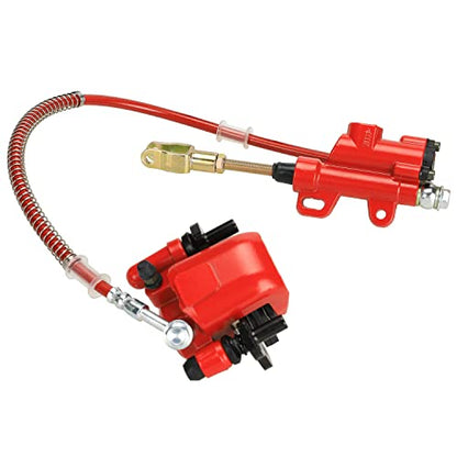 FVRITO Rear Brake Master Cylinder Caliper Assembly for 50cc 70cc 90cc 110cc 125cc Taotao Boulder B1 Coolster 3050HD 3050C 3125R Peace motorsports Quad Chinese ATV Kids 4wheeler Scooter Red - color: Red
