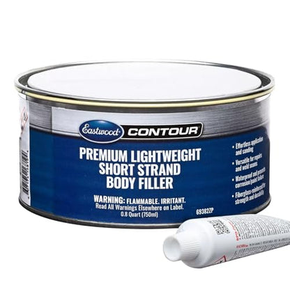 Eastwood Contour Premium Automotive Short Strand Body Filler | Lightweight Creamy Formula Fiberglass Reinforced for Car Bodyworks | Ideal for Body Holes, Tears, Cracks Holes & Dents | 750ml - size: 750ml (Pack of 1)