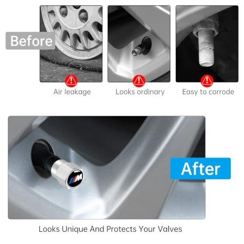 Tire Valve Stem Caps Cover for BMW M M2 M3 M4 Metal Wheel Air caps Auto Valve Stem Caps Accessories 4 Pack Silver - color: Silver-09