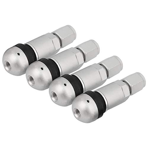 TOMALL Bolt-in Tire Valve Stem Caps Explosion Proof Inner Tubeless TPMS Valve Stem Silver Aluminum - color: Silver