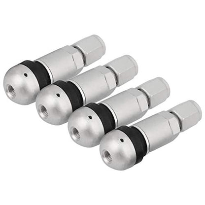 TOMALL Bolt-in Tire Valve Stem Caps Explosion Proof Inner Tubeless TPMS Valve Stem Silver Aluminum - color: Silver