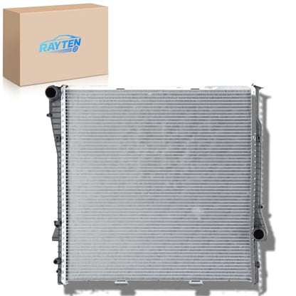 RAYTEN 2594 Aluminum Radiator Compatible with Compatible with 01-06 BMW X5 3.0 AT, 23-1/8" W X 23-1/8" H X 1" D, 1-1/2" Inlet / 1-1/2" Outlet 17101439103, 17107544668, 17111439104 - size: 01-06 Bmw X5 3.0 L6