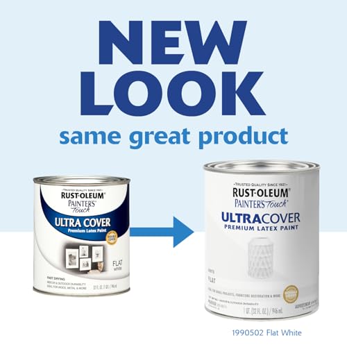 Rust-Oleum Painter's Touch Latex Brush-On Paint, Flat White - color: Flat White, size: 1 Quarts (Pack of 1)