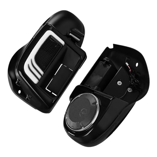 Green-L Lower Vented Leg Fairings with 6.5" Speakers and LED Turn Signals Light Kit Fit for Harley Touring Road King Street Glide Electra Glide Ultra 2014-2024 - color: Gloss Black w/ Speakers