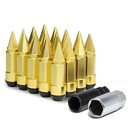 Auto Dynasty M12 x 1.5 Open/Closed End 20-Piece Aluminum Alloy Wheel Lug Nuts + Deep Drive Extension (Gold) - color: Gold