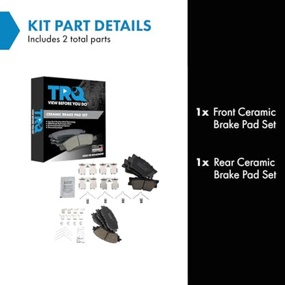 TRQ Front and Rear Brake Pad Set Ceramic Hardware - color: Ceramic, size: BFA82292