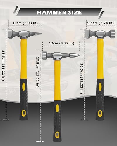 DAYUAN 7Pcs Auto Body Repair Kit, Hammer Dent Body Fender Tool Set - size: Rubber Handle