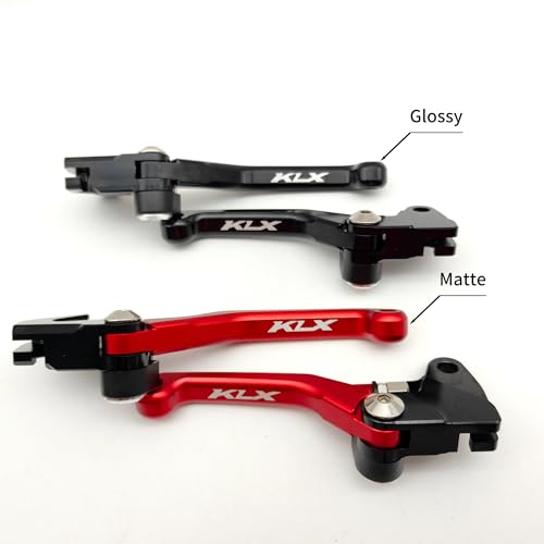 OEM Replacement Brake Clutch Levers for Kawasaki KLX110 (2002-2025) | KLX110L (2010-2025) CNC Aluminum Adjustable Handlebars | Motorcycle Control Lever Set with Easy Install (Glossy, Red) - color: Red, style: Glossy