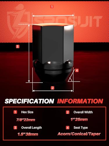 Sposuit 20 Pcs M14x1.5 OEM Lug Nuts, 22mm Hex - Replacement for Chevrolet - color: Black, size: M14x1.5, style: 20 Pcs OEM