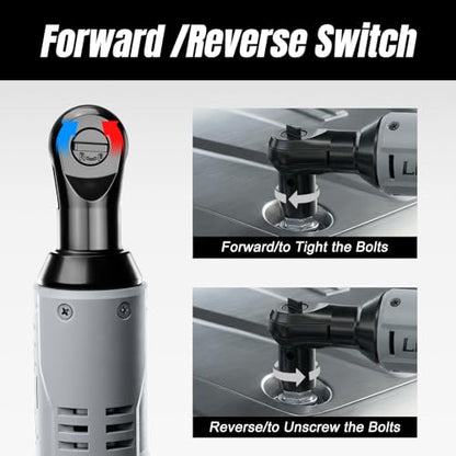 3/8" Cordless Electric Ratchet Wrench Set, 40Ft-Lbs, 2 Batteries