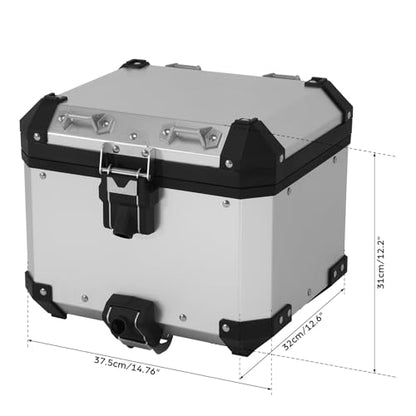 TCT-MOTORPARTS Aluminum Top Case 38L Rear Tail Luggage Box Fits for BMW R1200GS ADV F850 F900GS R1250GS Adventure - color: Chrome Tail Luggage Box (38L)
