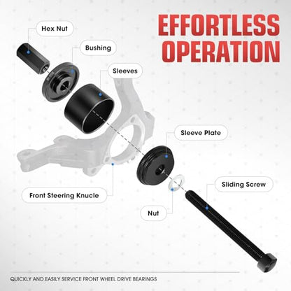 DNA Motoring 24pcs Front Wheel Bearing Press kit, Bearing Puller Tools Wheel Drive Bearing Removal Tool Kit with Sliding Screws Universal Bushings Sleeves Storage Case, TOOLS-00715 - style: F-Wheel Bearing Press kit