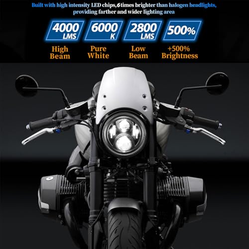 7 inch Motorcycle LED Headlight Compatible with Harley Davidson Fat boy Street Glide Heritage Softail Road King Switchback Electra Glide Ultra Classic Indian,Yamah Triumph Suzuki - size: 45W-black