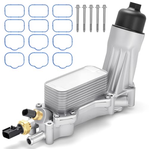 926-876 926-959 Upgraded Aluminum Engine Oil Filter Housing with Oil Cooler - Fit For 2011-2016 Chrysler 200 300, Dodge Charger, Grand Cherokee, Wrangler 3.6L V6 Engine - Replaces# 68105583AF