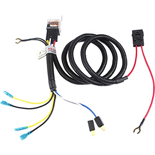 FARBIN 12V Car Horn Relay Wiring Harness Kit and Push Button with Wire - color: Wiring harness+red spot button, size: 12V