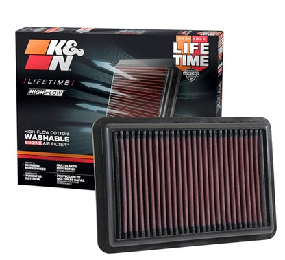 K&N High-Flow Original Lifetime Engine Air Filter: Increase Power: Washable: Compatible with 2017-2026 HYUNDIA/KIA: Elantra, I30, Kona, Veloster, Cerato, Forte, ProCeed, Seltos, Soul, Xceed, 33-5050