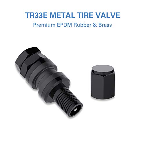 CKAuto VS33/TR33E Metal Clamp-in Tubeless Tire Valve Stem，Black, 5 Pcs/Pack - size: 10