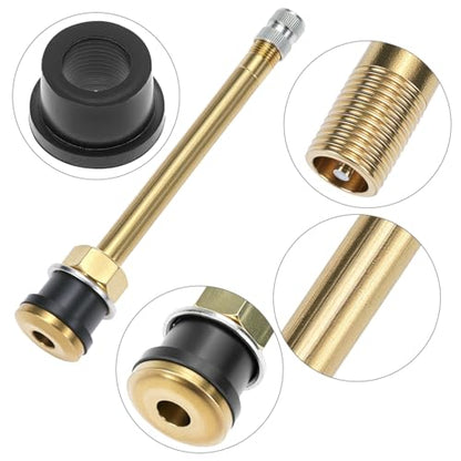 QWORK TR572 Brass Commercial Valve Stems, 10 Pack Replacement Truck Tire Valve Stems, 3-3/4" Length, 200psi Cold Pressure Capacity