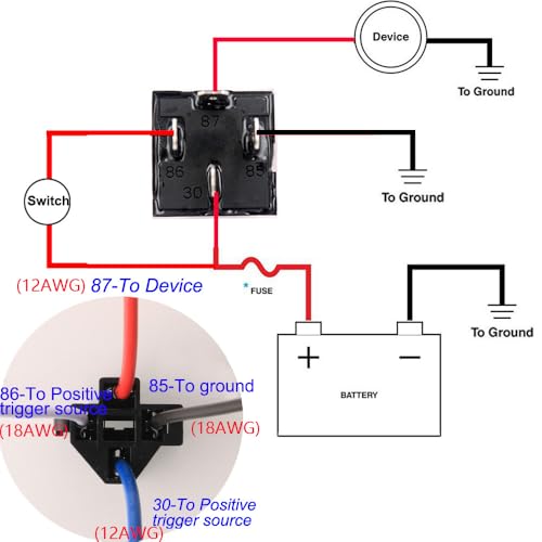 Gebildet 2pcs JD2912 Car Relay Harness 24V 40A 4 Pin SPST 12AWG Harness Sockets with Built-in Diode for Automotive Truck Van Motorcycle Boat - style: 24V-4pin