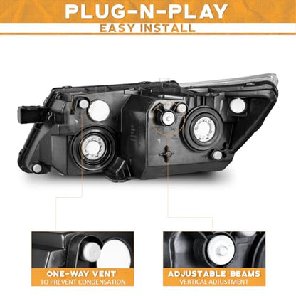 WEELMOTO Headlights for 2009-2020 Dodge Journey Chrome Right Halogen - color: Passenger Side, Clear Lens I Chrome Housing