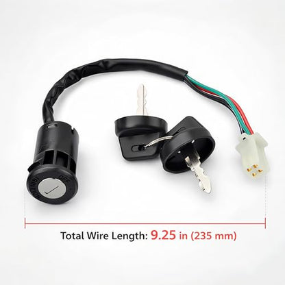 7/8" Left Handlebar Control Switch Assembly & 4-Pin Ignition Key Combo with Manual Choke - Replacement for 150cc 200cc 250cc Chinese ATV Quad TaoTao Coolster SSR Roketa Baja SunL