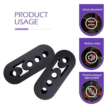 2 PCS Rubber Exhaust Hangers, 4 Holes Adjustable Muffler Hanger, Universal Muffler Exhaust Hanger System, Heavy Insulator Support Bushing Mount, Universal Tailpipe Damping Bracket (Black)