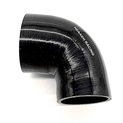 90 Degree ID 3 Inch to 4 Inch 4Ply Reducer Silicone Hose Black (76-102MM) - size: 76-102MM