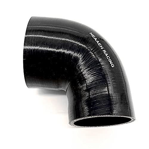 90 Degree ID 3 Inch to 3.5 Inch 4Ply Reducer Silicone Hose Black (76-89MM) - size: 76-89MM
