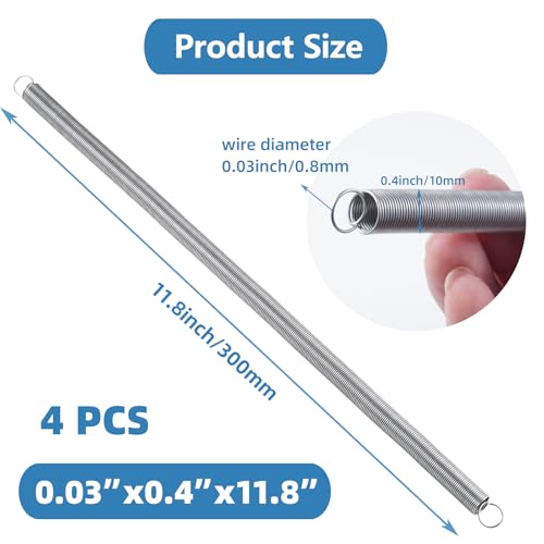 4pcs Extension Springs,0.03"x0.4"x11.8" 304 Stainless Steel - size: 0.03"x0.4"x11.8"