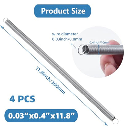 4pcs Extension Springs,0.03"x0.4"x11.8" 304 Stainless Steel - size: 0.03"x0.4"x11.8"