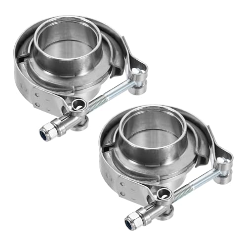 HARFINGTON V Band Clamp with Flange, 304 Stainless Steel, 1.5 Inch, Silver - size: 1.5 Inch