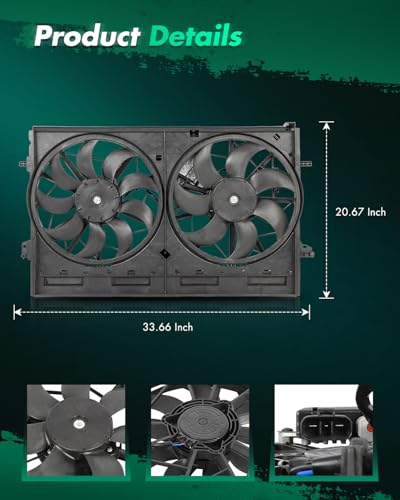 SCITOO 625290 Dual Cooling Fan Assembly for Nissan for Rogue 2021-2023 2.5L - size: 214816RA0A