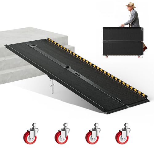 CAMMOO 7 FT Aluminum Wheelchair Ramp with 800 LBS Load Capacity, Portable Folding ramps for wheelchairs - size: 7 FT