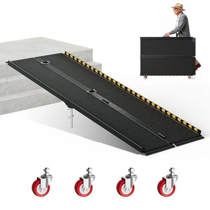 CAMMOO 7 FT Aluminum Wheelchair Ramp with 800 LBS Load Capacity, Portable Folding ramps for wheelchairs - size: 7 FT