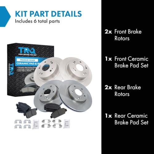 TRQ Front and Rear Ceramic Brake Pad and Rotor Set - style: BKA11717