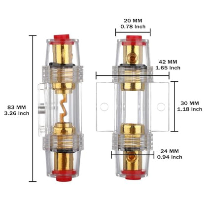VEXUNGA 4-8 Gauge AWG Inline 30 Amp Fuse Holder with 30A AGU Fuses for Car Audio Alarm Amplifier Subwoofer in-line Fuse Holders (30Amp) - size: 30A
