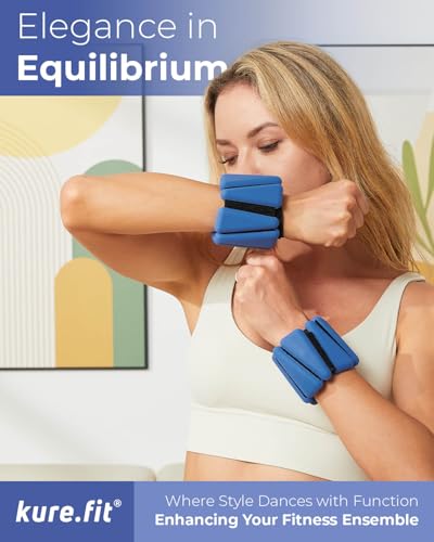 Pilates Wrist & Ankle Weights | Adjustable Weighted Bangles | 1/2/3LB Each - color: Blue, size: 1 LB