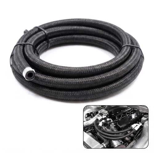 Nylon Braided Fuel Line Hose Fitting Kit, 3FT Braided Oil Fuel Line Hose, Braided Hoses for Car Modification, Nylon Braided Rubber Hoses, AN4 Oil Cooler Hoses, Universal for Most Cars