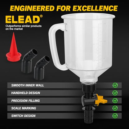 18-Piece No Spill Engine Oil Funnel Kit, 1.59QT/ 1.5L Automotive Coolant Funnel Set, 12 Adapters, Elbow Fitting, Arrow Screen & Magnetic Tray, Compatible with GM, Ford, BMW, Audi, Land Rover Etc - color: Upgraded Version Multi-color