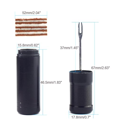 Tubeless Bike Tire Repair Kit for MTB & Road Bicycles - Quick Repair for Punctures & Flats, Includes Storage Canister, Plugger Tool & 15 Rubber Repair Strips, Essential Bicycle Tyre Repair Tool Set